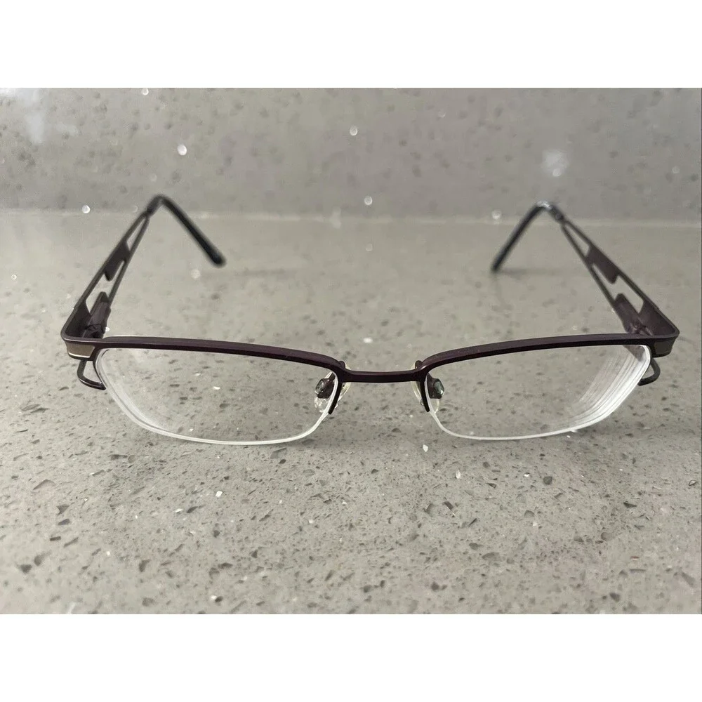 CEN ADP016 Eyeglasses 48-17-130 FRAMES ONLY BLK CEN Half Rim Purple bronze